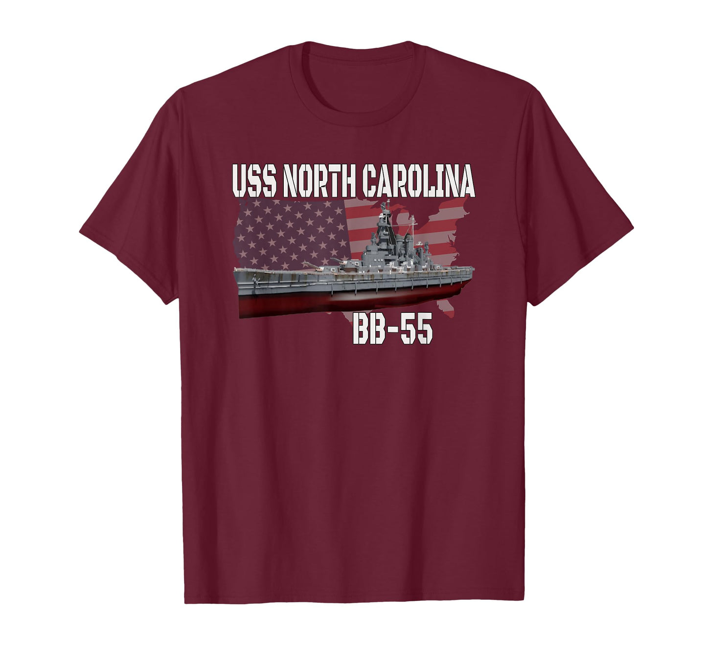 WW2 American Battleship USS North Carolina BB-55 Warships T-Shirt