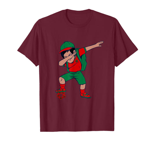 Moroccan Pride Boy Moroccan Soccer Player Ball Morocco Flag T-Shirt
