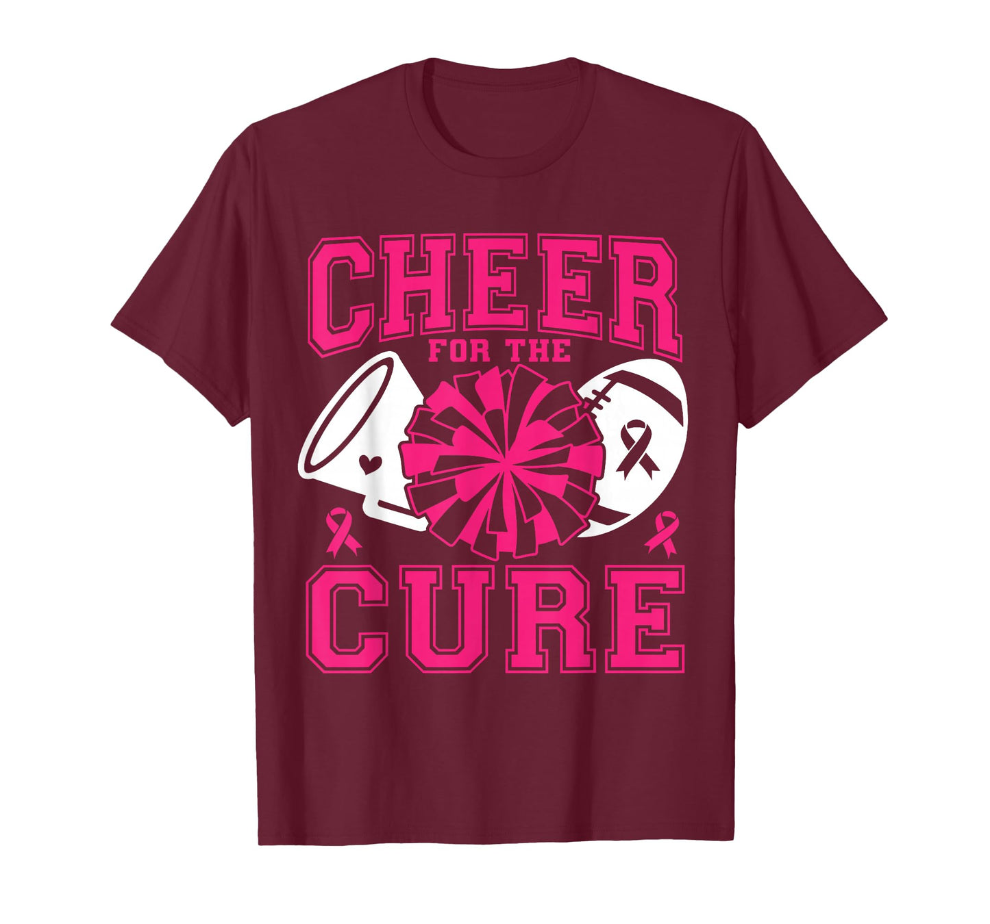 Cheer For The Cure Breast Cancer Awareness Pink Ribbon T-Shirt
