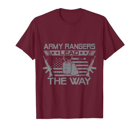 Army Ranger Lead The Way US Veteran Flag American USA T-Shirt