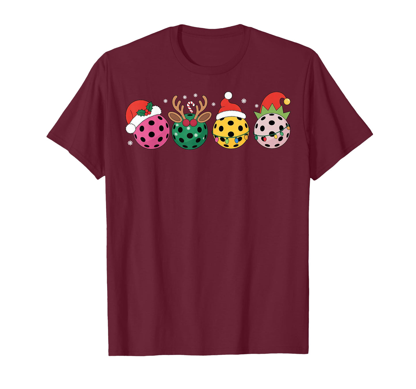 Christmas Pickleball Player Xmas Lights Reindeer ELF Women T-Shirt