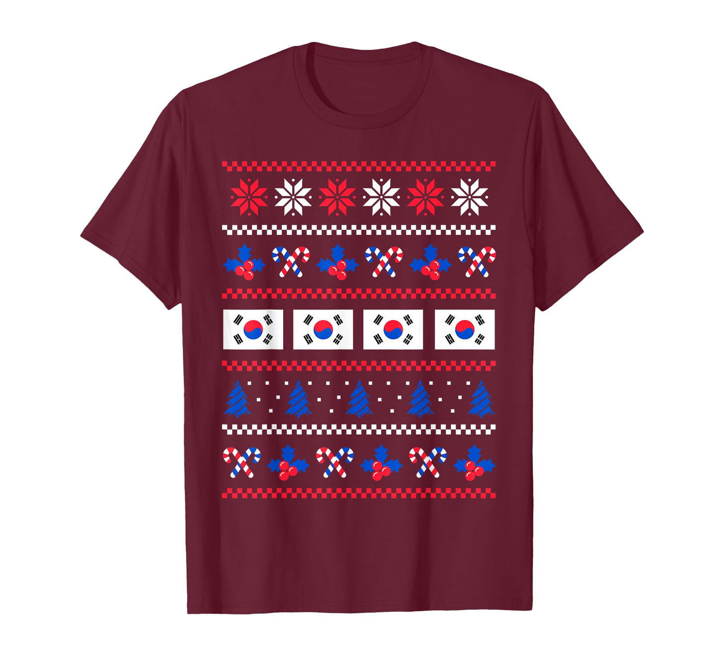 Ugly Christmas Sweater South Korea Flag, Half South Korean T-Shirt