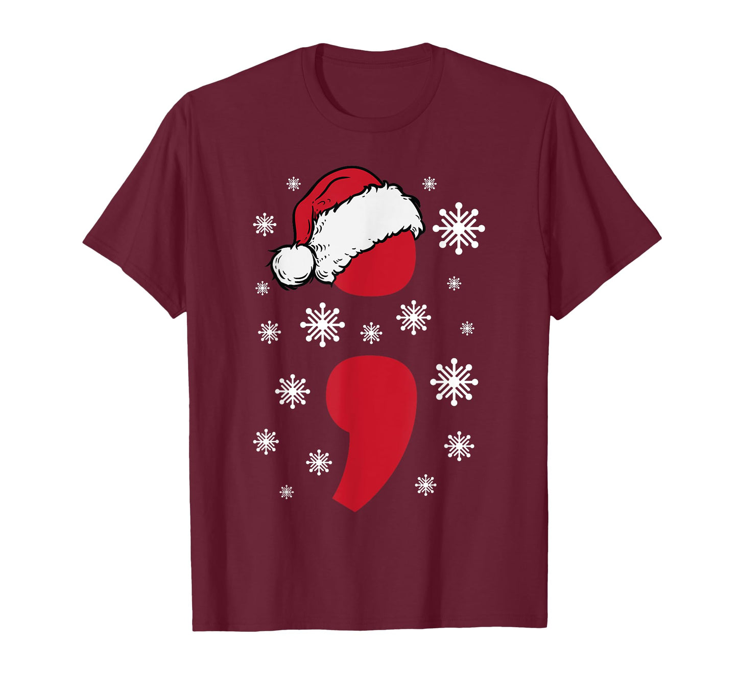 Christmas Mental Health Anxiety Depression Project Semicolon T-Shirt