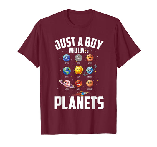 Just A Boy Who Loves Planets Space Sun Planet Stars T-Shirt
