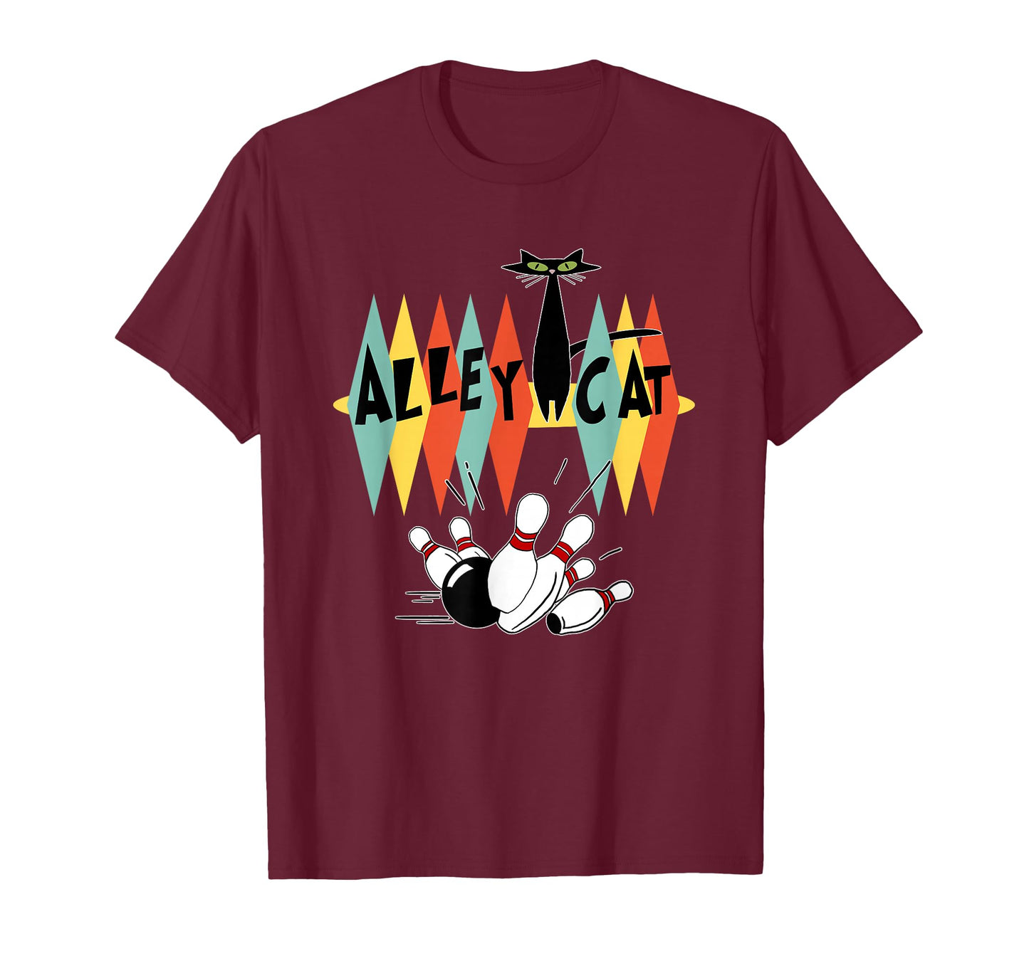 Retro Bowling Tee Vintage Bowler Alley Cat Vintage T-Shirt Small