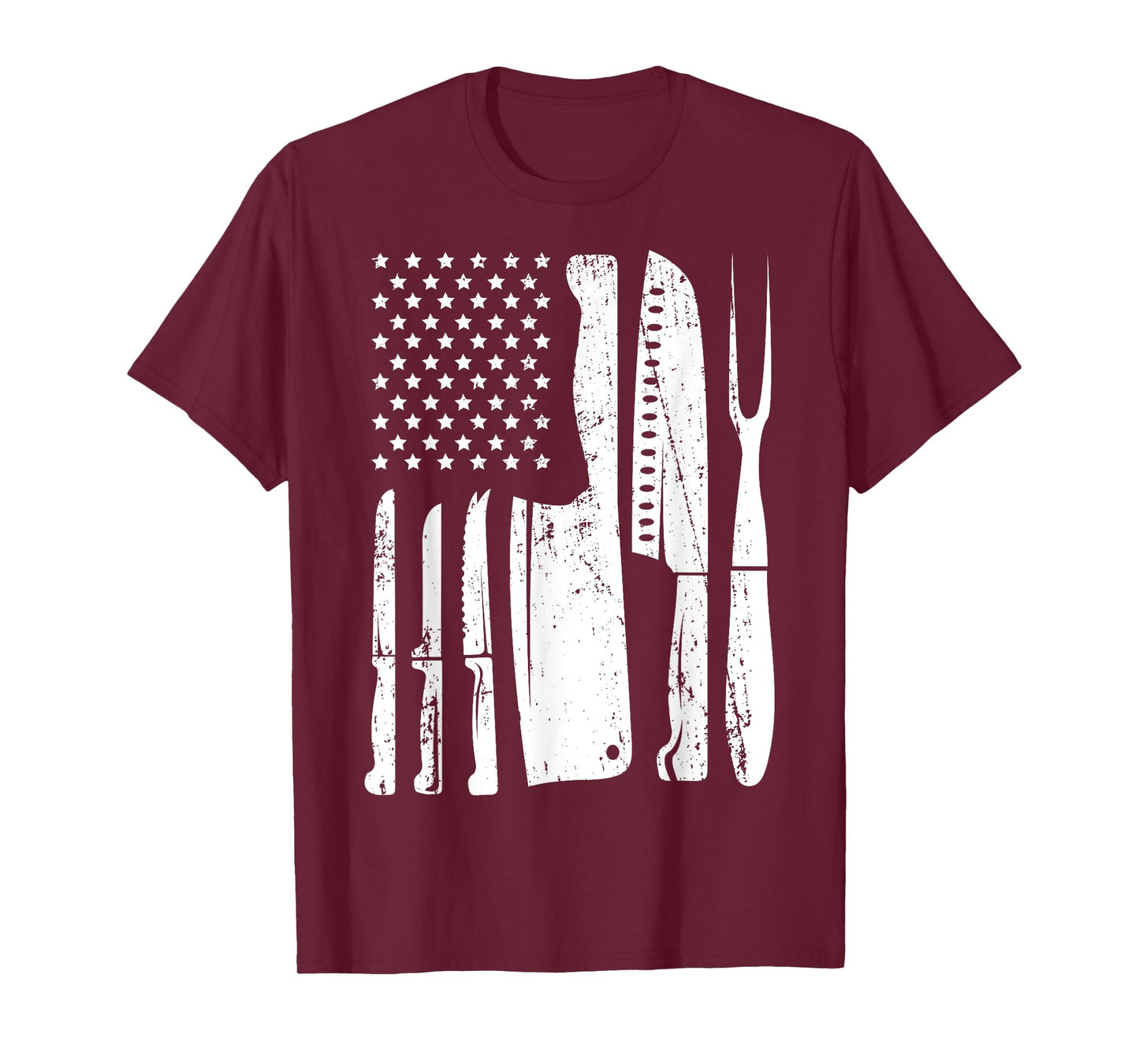 Chef Knife American Flag Head Cook USA Patriotic Cooking Women Men T-Shirt