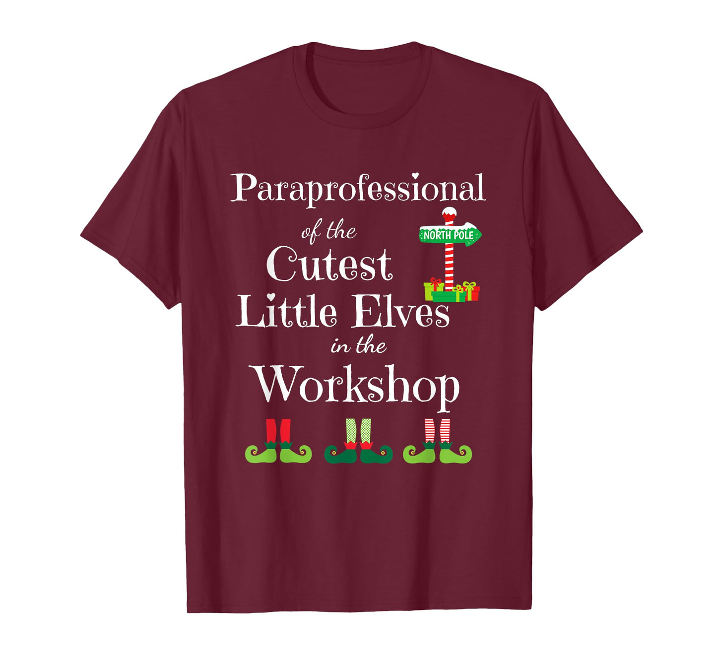 Cute Paraprofessional Teacher Christmas Elves Workshop Men Women Kids T-Shirt