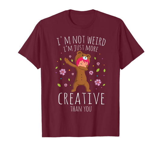 I'm Not Weird I'm Creative Anime Dabbing Girl Otaku Kawaii T-Shirt