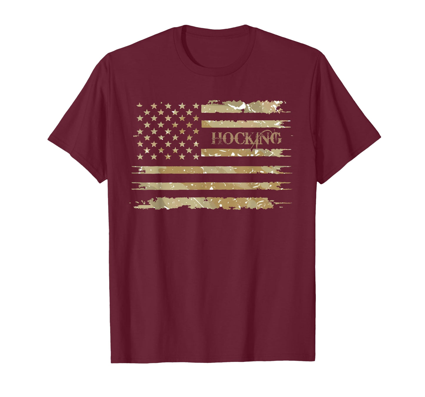 Hocking Desert Camo Distressed American Flag Throwback T-Shirt
