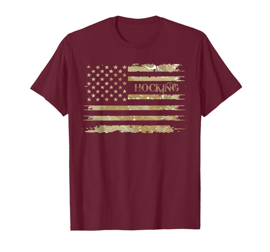 Hocking Desert Camo Distressed American Flag Throwback T-Shirt