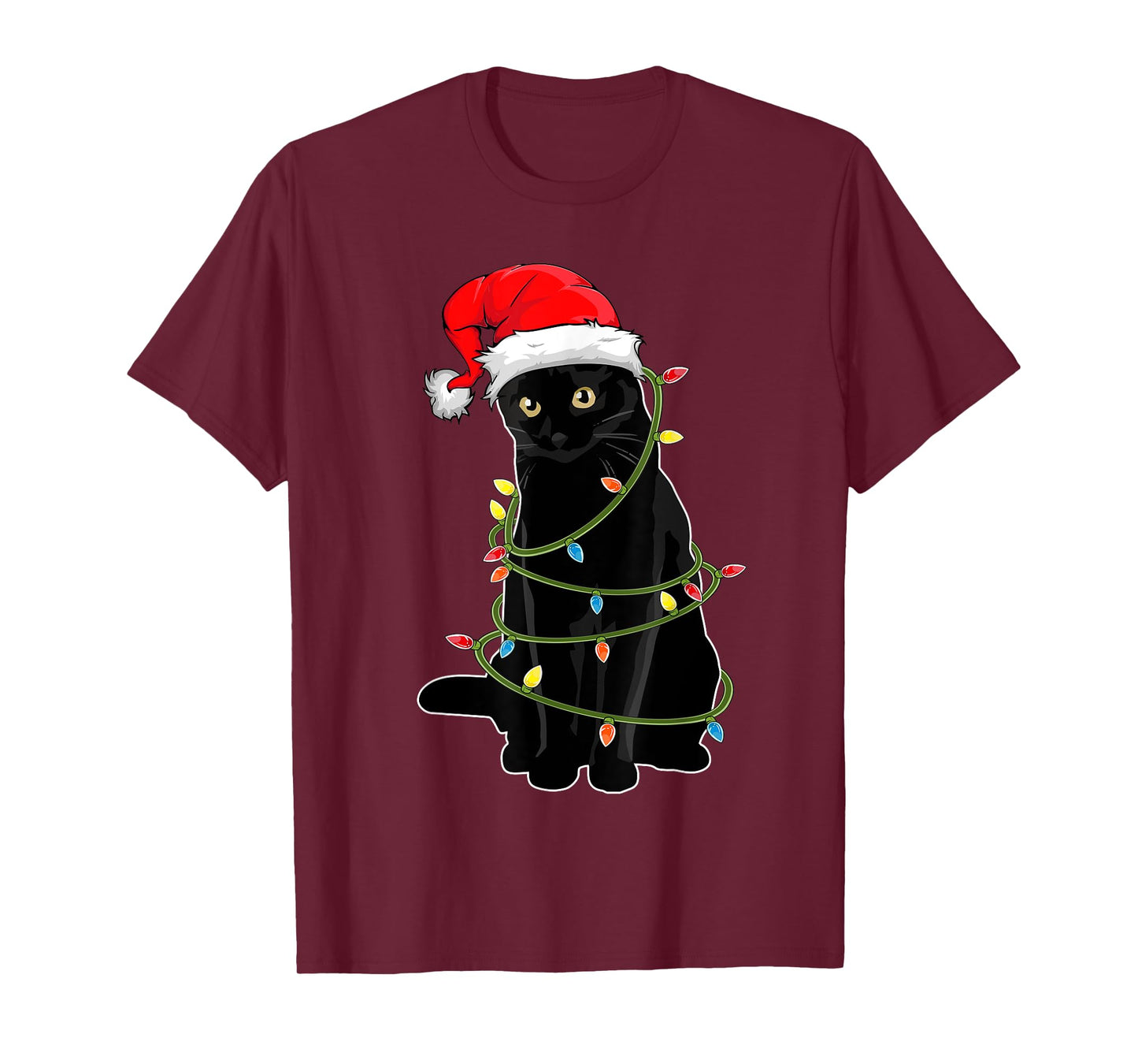 Christmas Cat Shirt For Men Black Cat Christmas Pajama Women T-Shirt