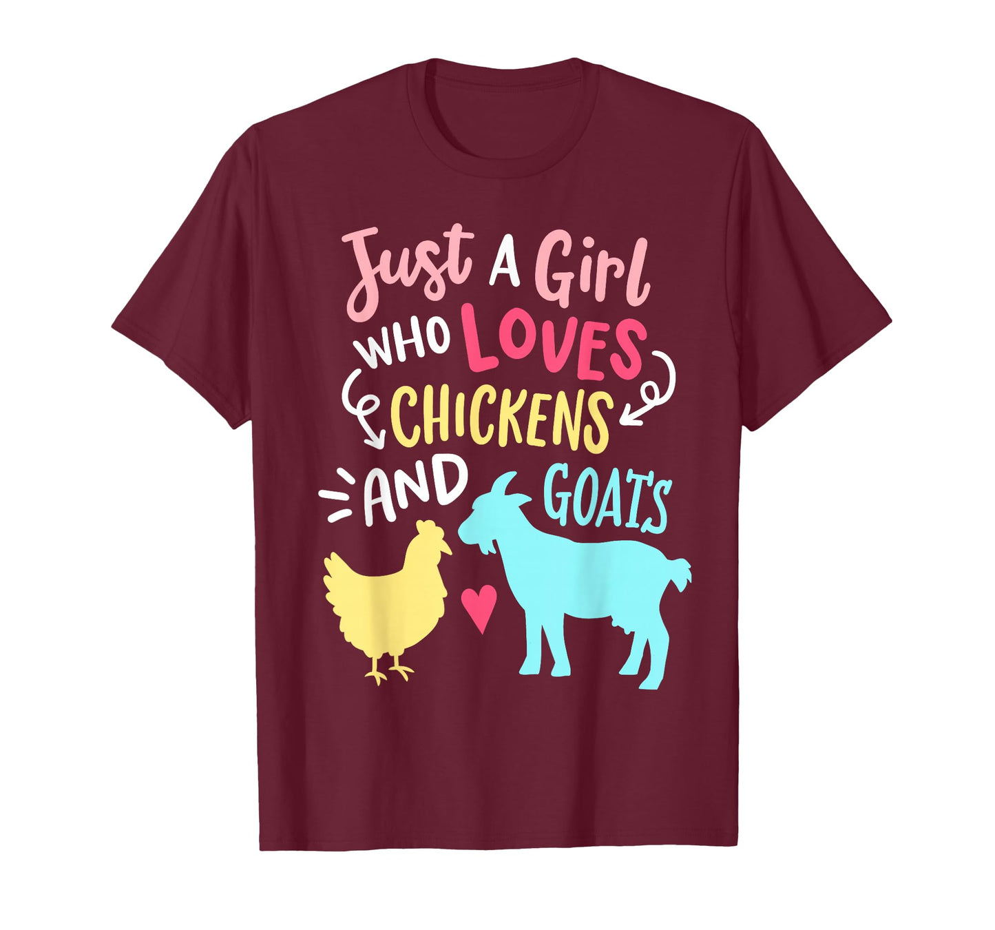 Cute Girl Who Loves Chickens Goats Lover Farmer Girls Funny T-Shirt