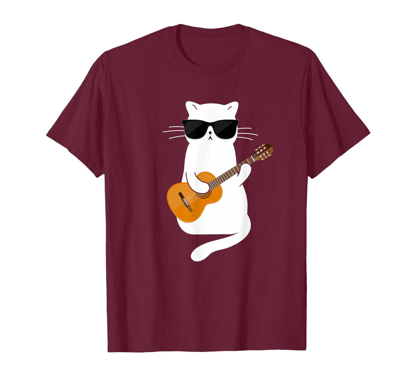 Cat Wearing Sunglasses Playing Guitar Guitarist T-Shirt Small