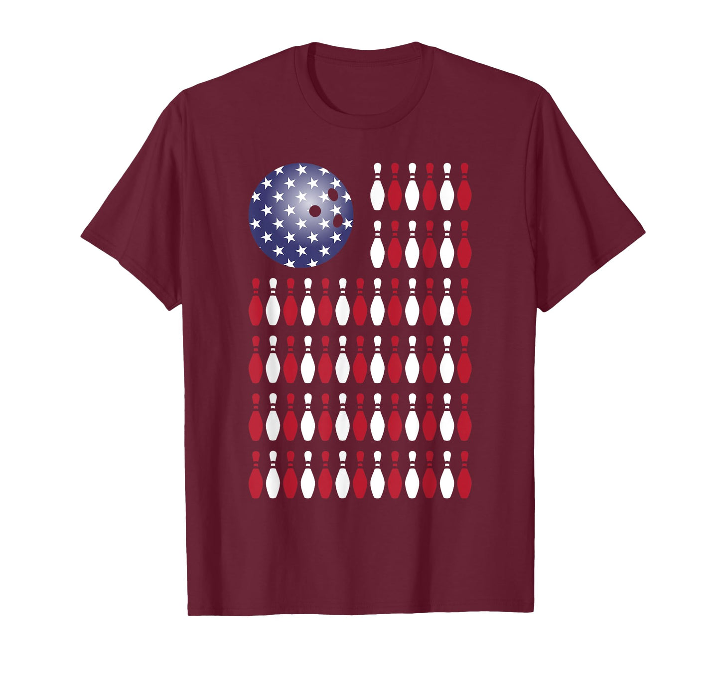 Bowling American Flag Bowler America Bowling Pins Bowl Gift T-Shirt