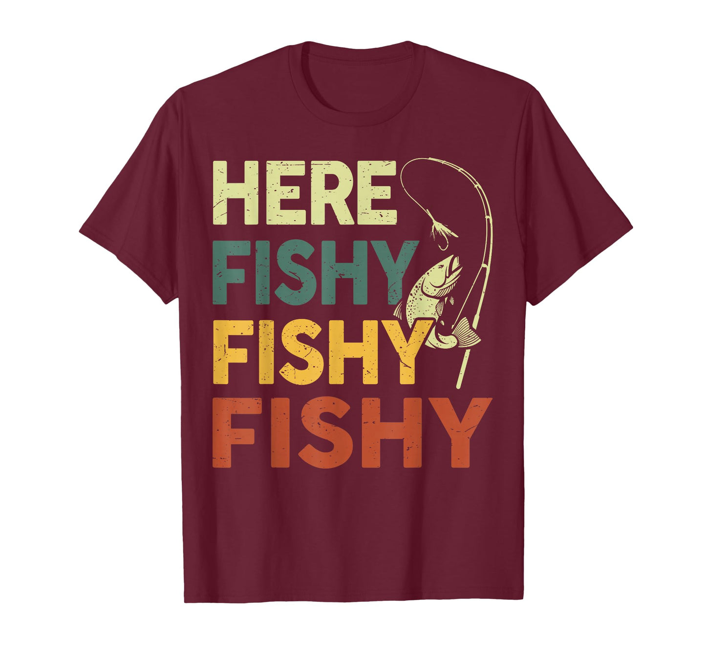 Here-Fishy Fishing-Shirt Bass Fish Dad Gift Funny Fisherman T-Shirt