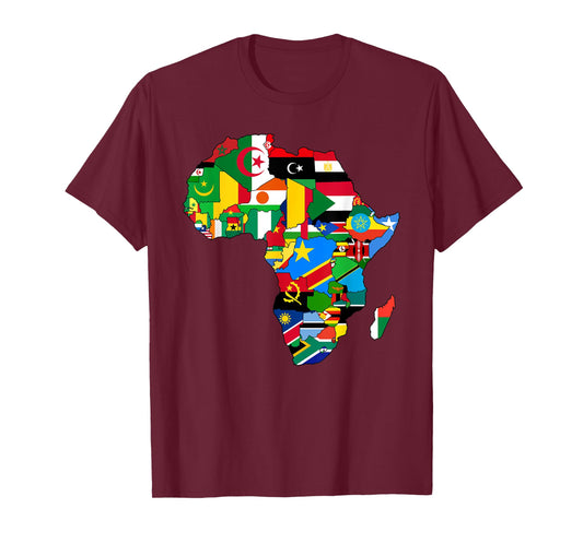 Love Africa With Flags Of African Countries In Africa Map T-Shirt