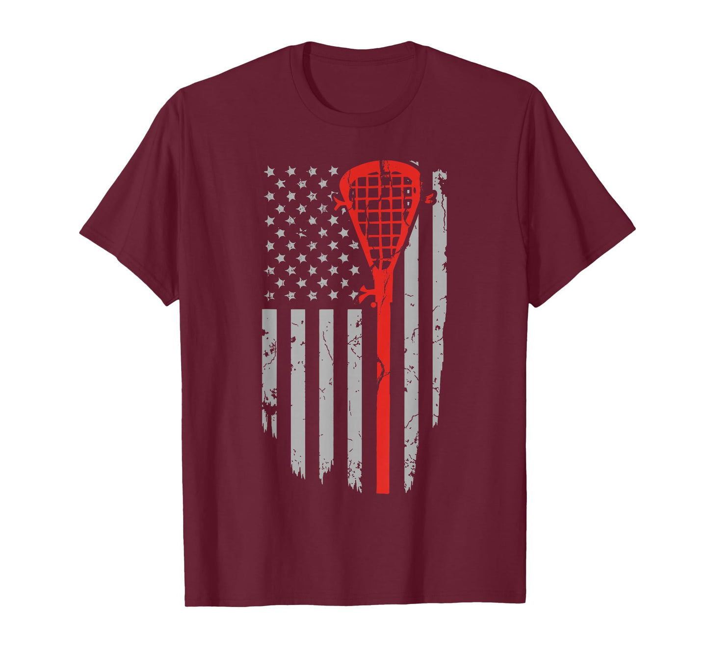 Vintage American Flag Lacrosse Youth Apparel, Boys Men USA T-Shirt