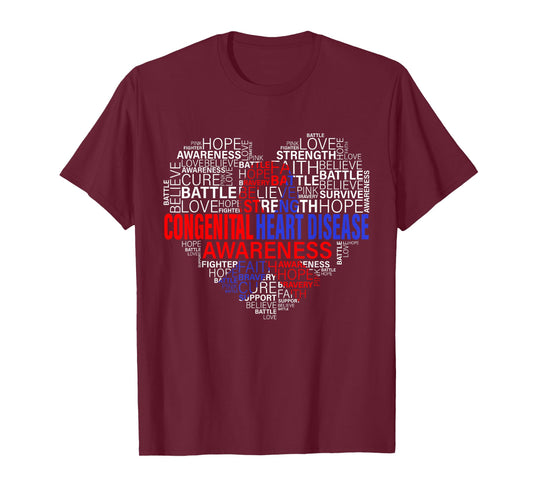 CHD Awareness Heart Disease Fighting Hope Support Warrior T-Shirt