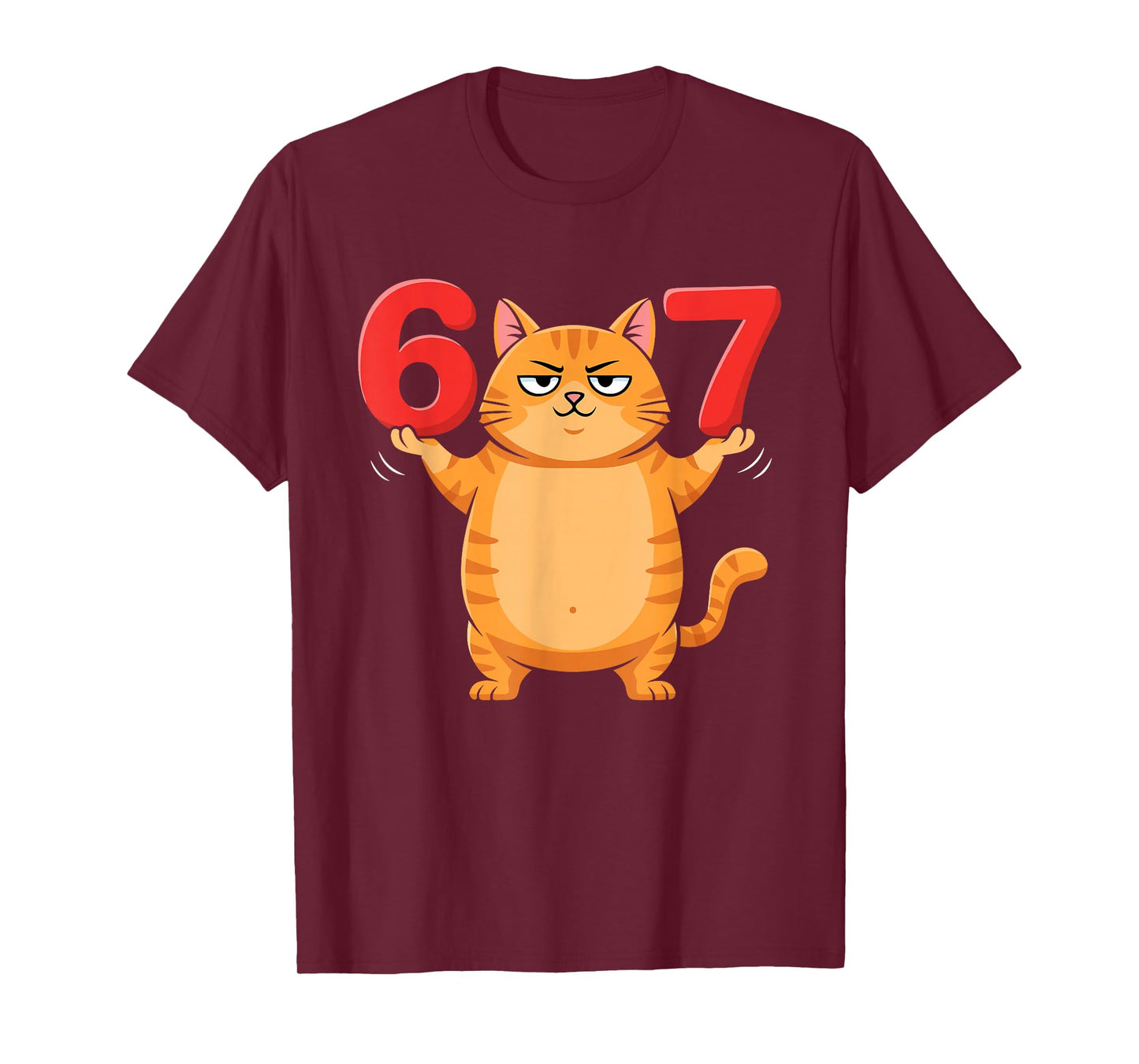 67 Funny Cat Six Seven Meme Gen Z Alpha Humor Animal Lovers T-Shirt