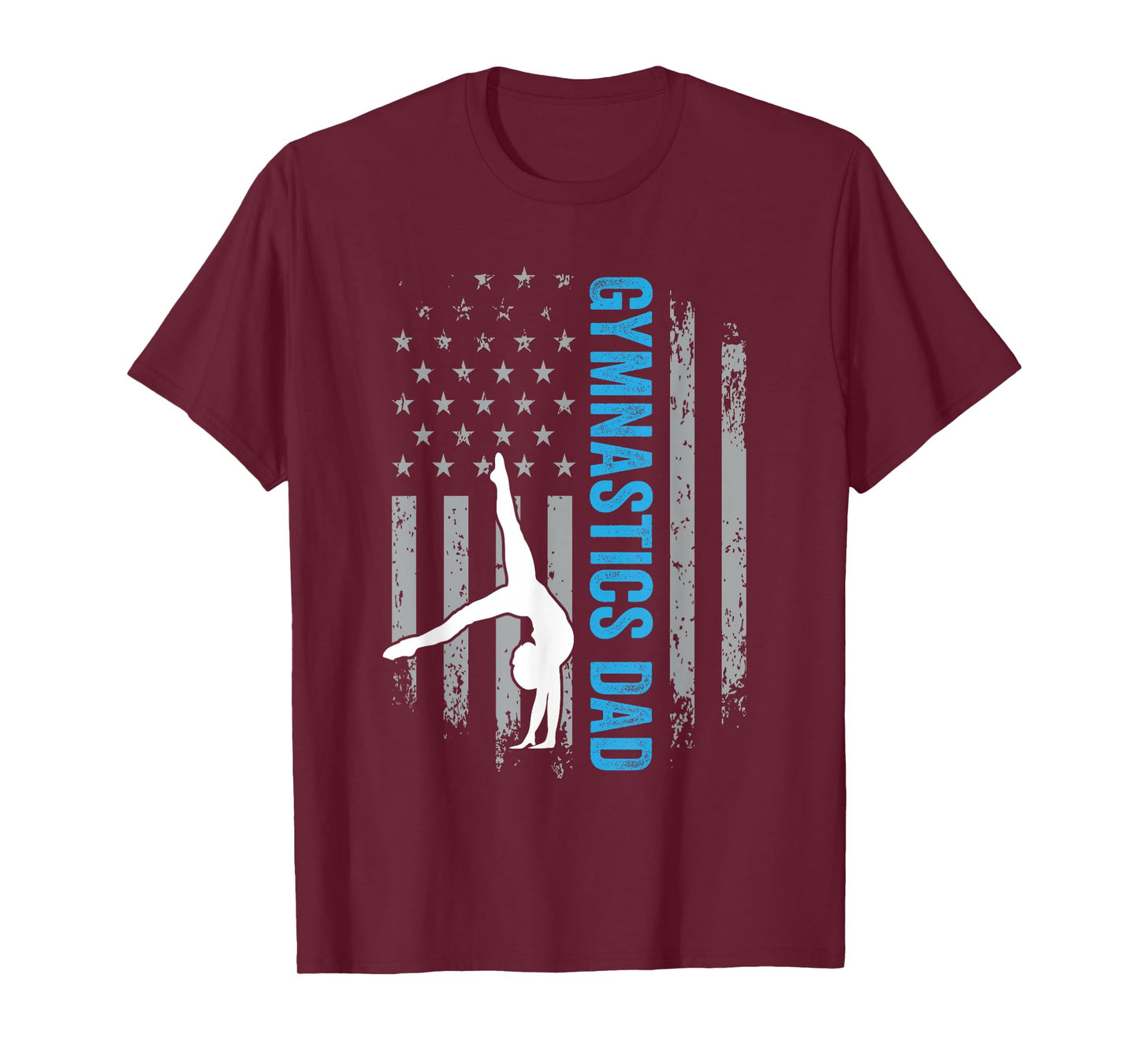 Gymnastics Dad Gymnast Father Parent American Flag Sports T-Shirt