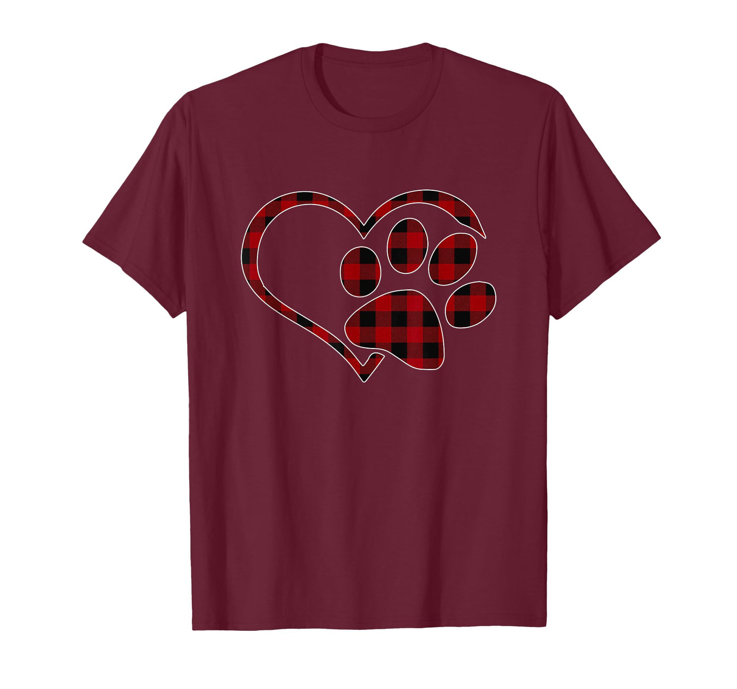Red Black Plaid Heart Paw Matching Family Pajama Funny Gift T-Shirt