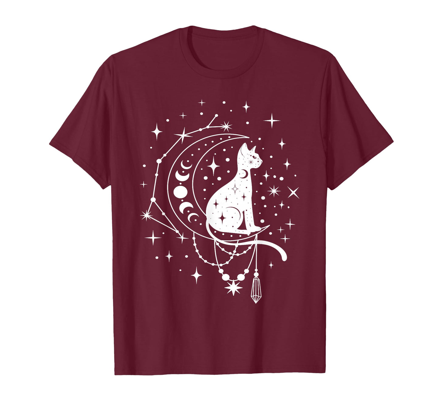 Celestial Cat, Crescent Moon, Star Constellation, Astrology T-Shirt