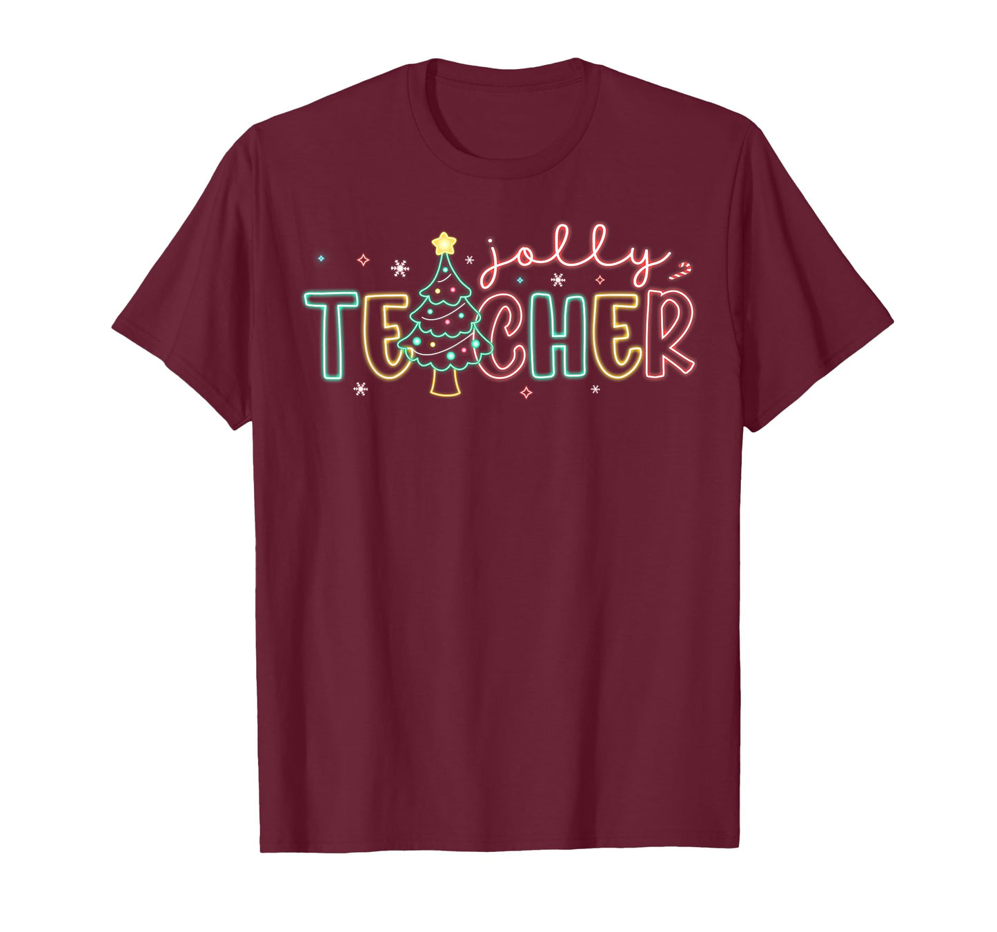 Christmas Jolly Teacher Xmas Tree Lights Student School T-Shirt