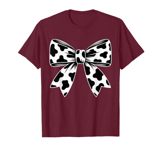 Cute Coquette Bow Cowprint Cow Pattern for Womens and Girls T-Shirt