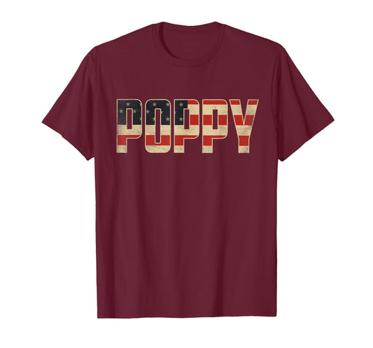 Poppy Bold Patriotic American Flag Father’s Day Poppy T-Shirt