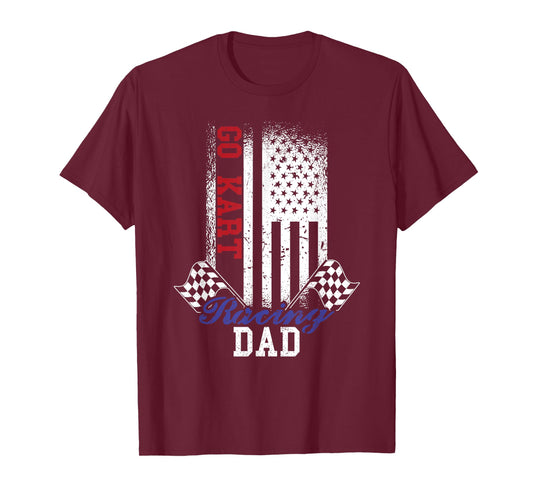 American Flag Go Kart Racing Race Dad Flag Design T-Shirt