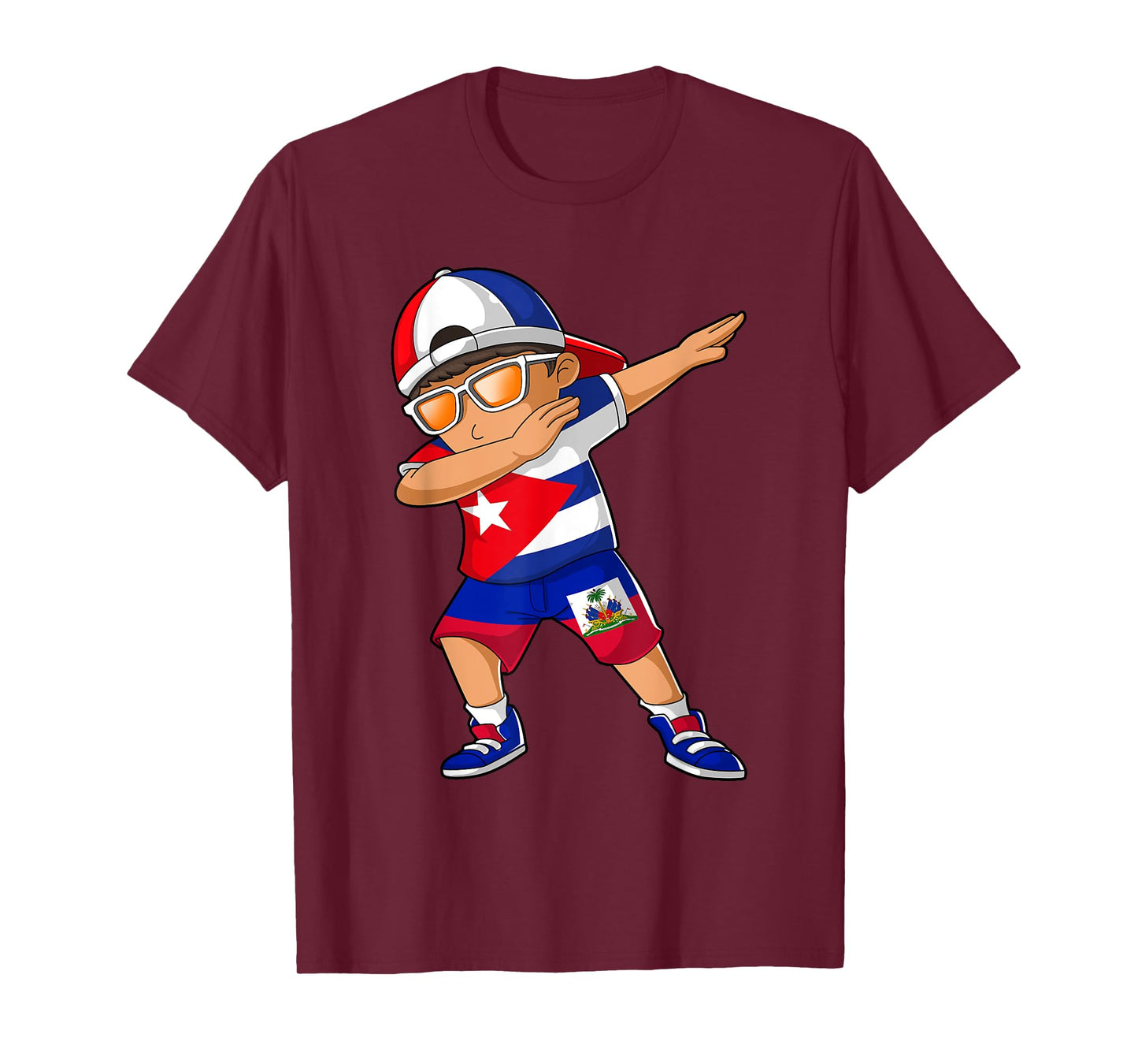 Half Cuban Half Haitian Boy Kid Cuba Haiti Flag T-Shirt