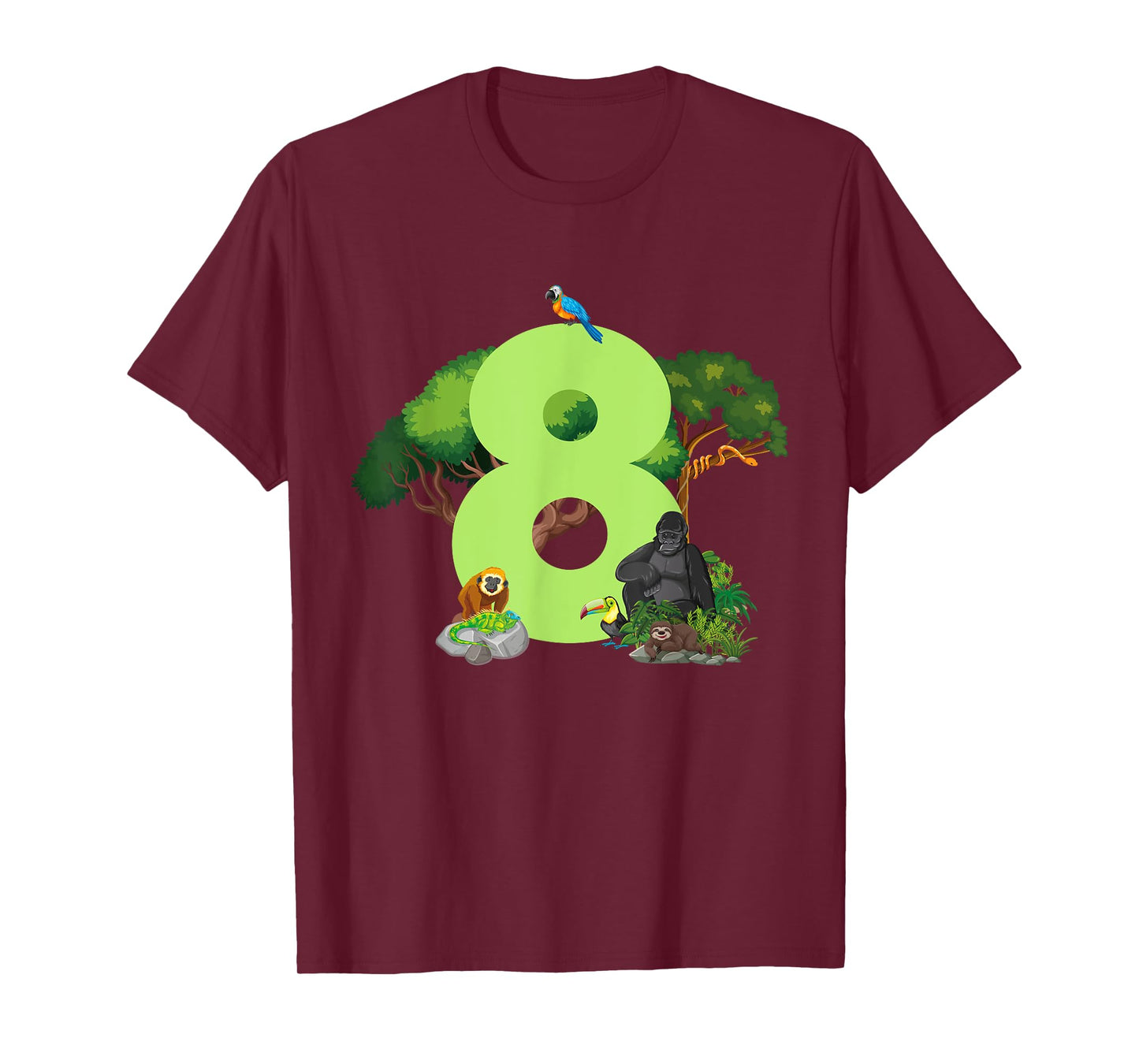 8th Birthday Jungle Animals Safari Rainforest 8 Year Old T-Shirt