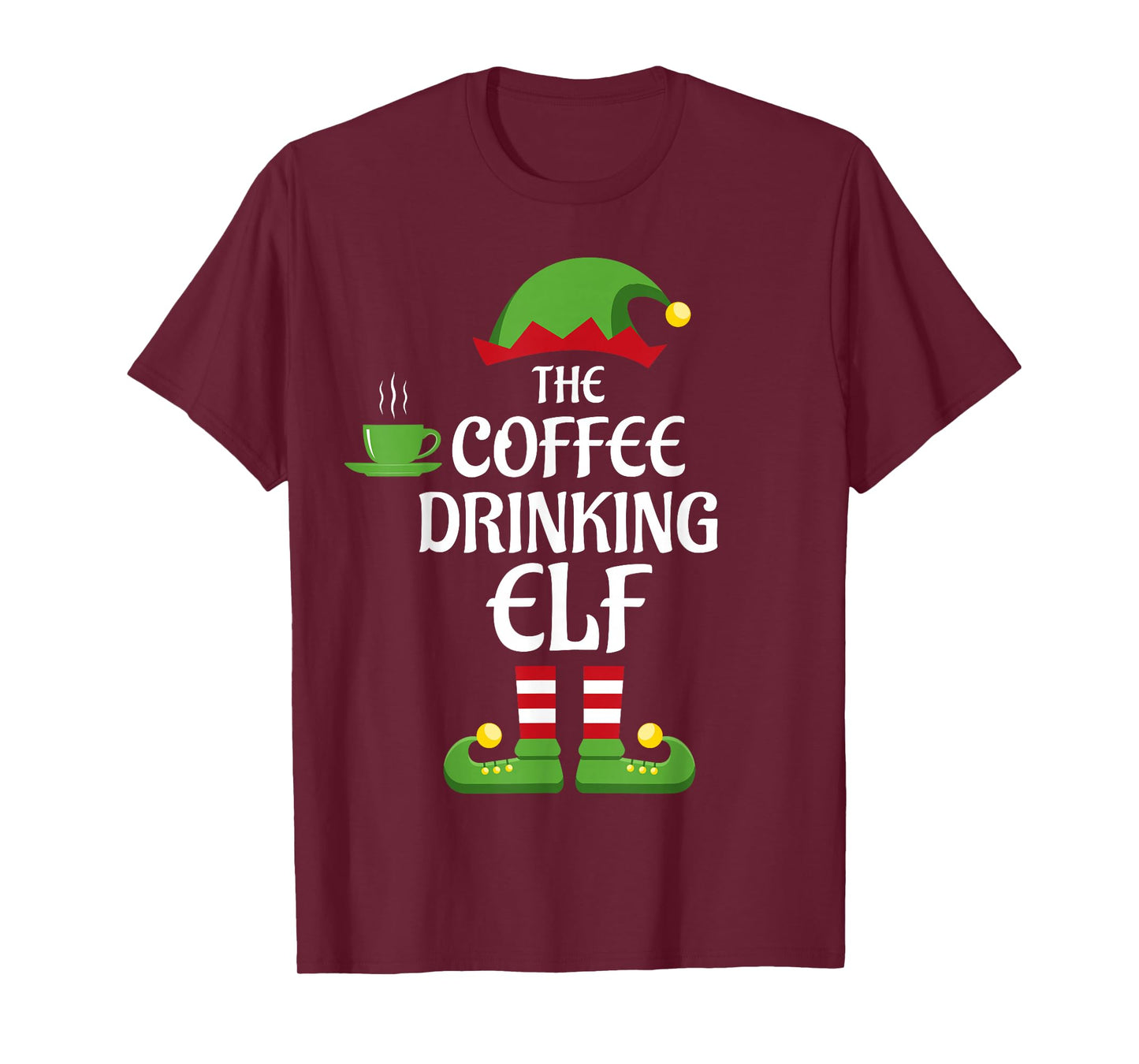 Coffee Drinking Elf Family Matching Group Christmas T-Shirt