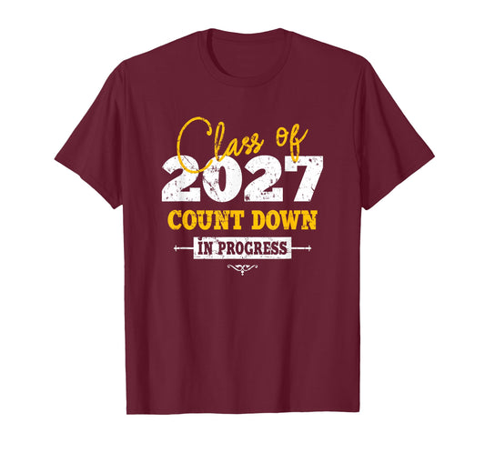Class of 2027 Count Down Funny Grad First Day Sophomore T-Shirt