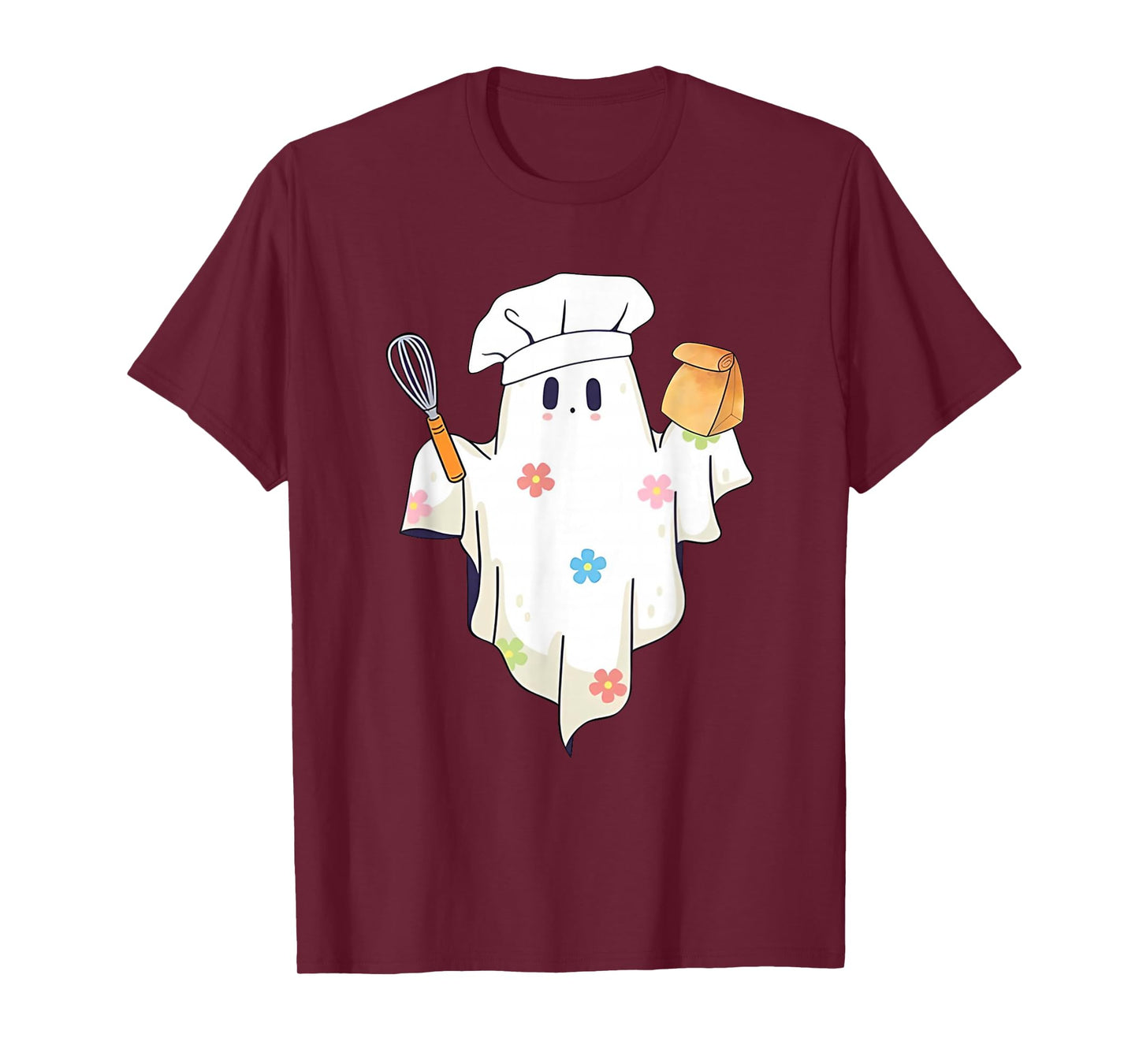 Cute Little Ghost Chef Funny Lunch Lady Cafeteria Costume T-Shirt