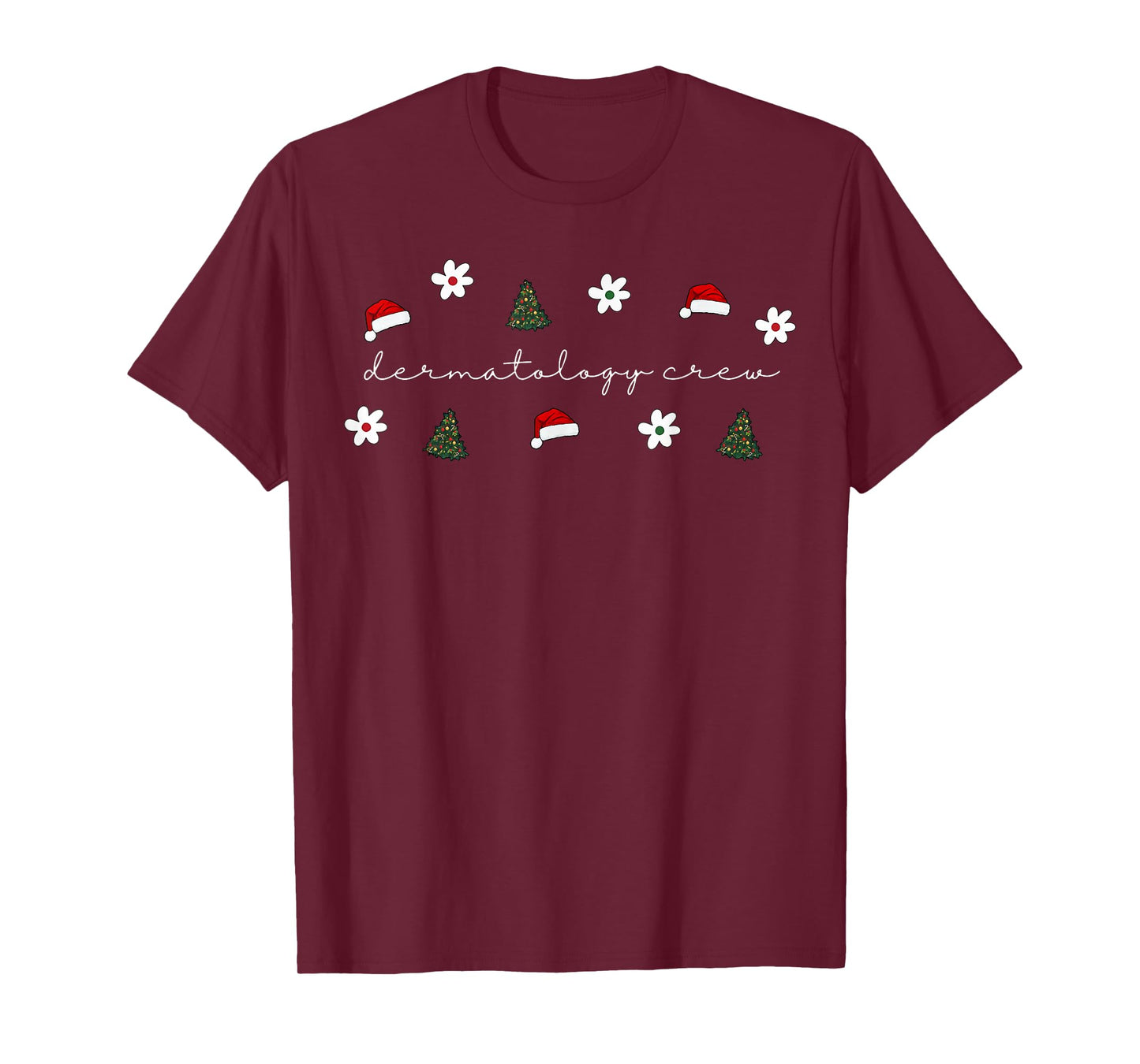 Christmas Santa Hat Dermatology Crew Nurse Daisy Flower T-Shirt