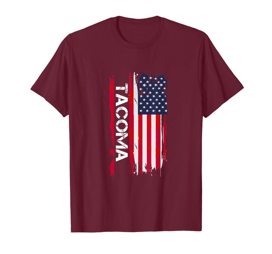 Tacoma City USA Flag Tacoma Men's And Women's I Love The City Of Tacoma Black Unisex-Adults T-Shirt Small Classic Fit Crew Neck