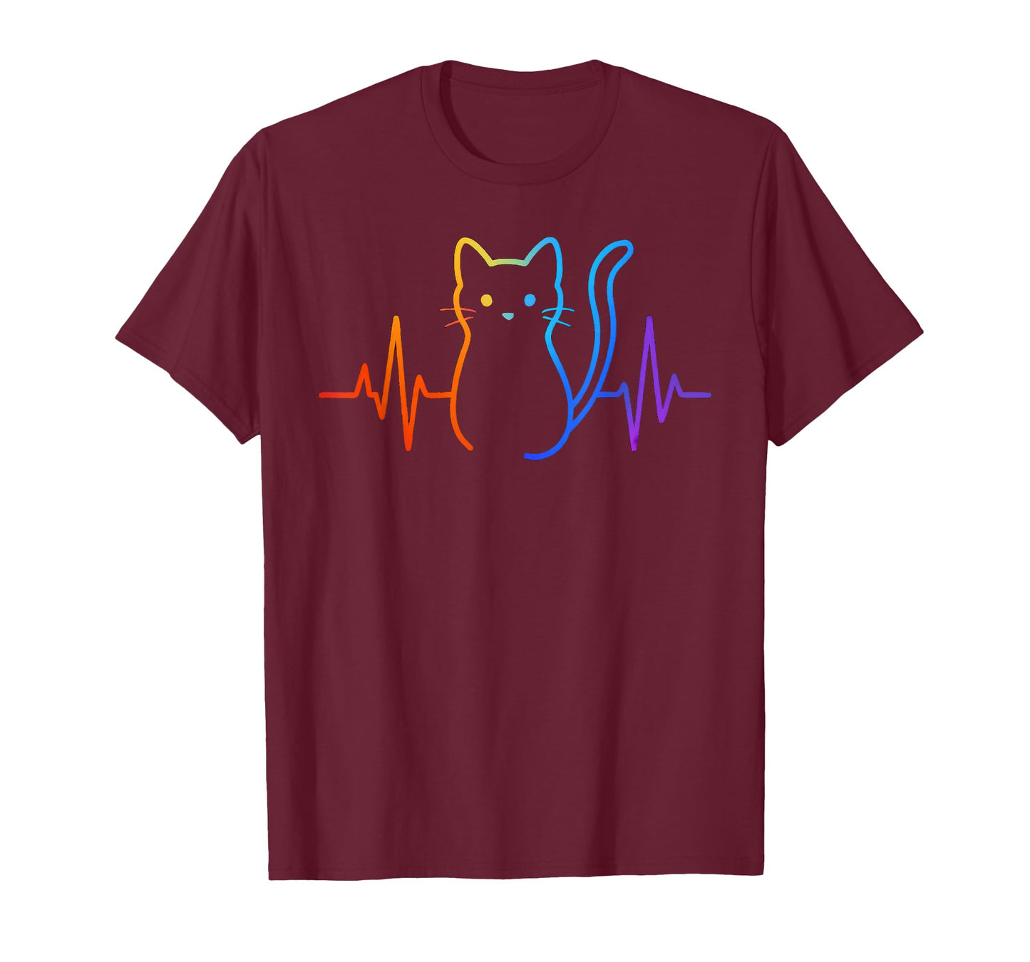 Cute Colorful Cat Heartbeat EKG T-Shirt