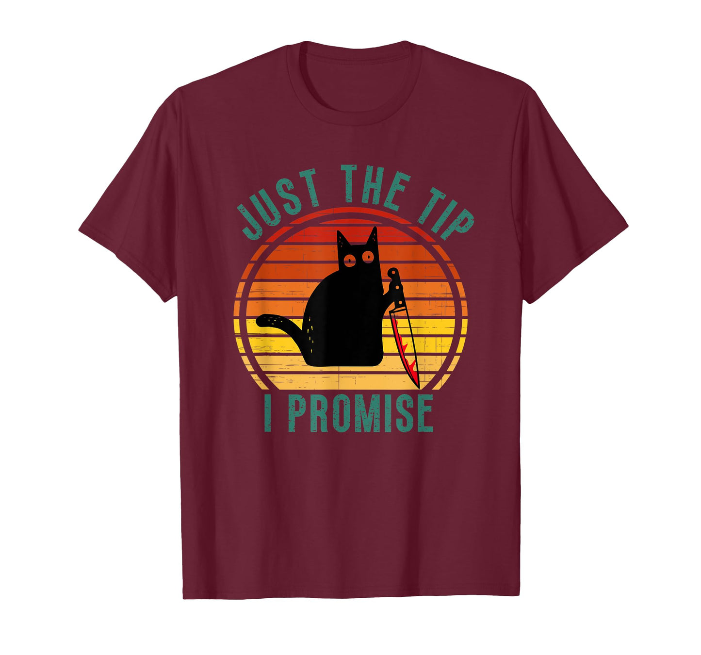 Halloween Creepy Cat Just The Tip I Promise Cat With Knife T-Shirt for Men Women