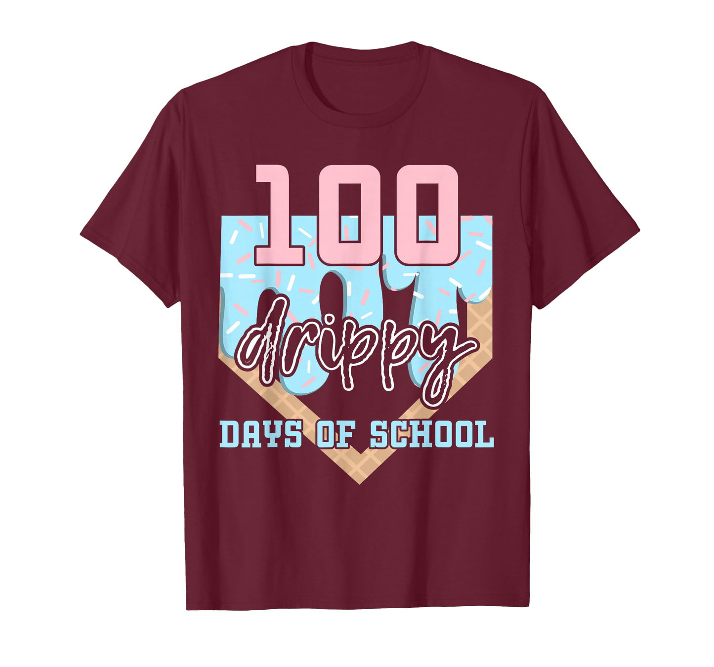 100 Drippy Days of School Baseball Ice Cream 100th Day Boys T-Shirt