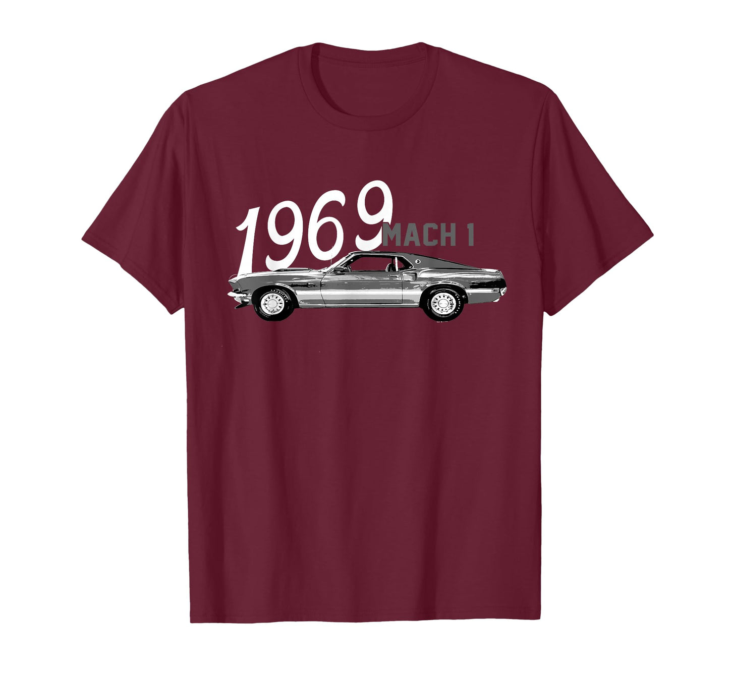 1969 69 Mach 1 Classic Vintage Old Car USA Flag T-Shirt
