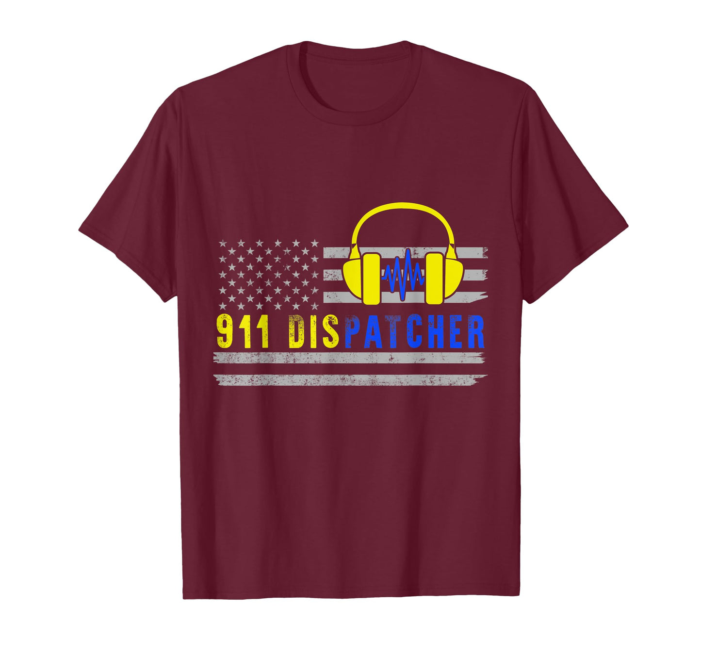 911 Dispatcher USA Yellow Thin Gold Line Flag Christmas Gift T-Shirt