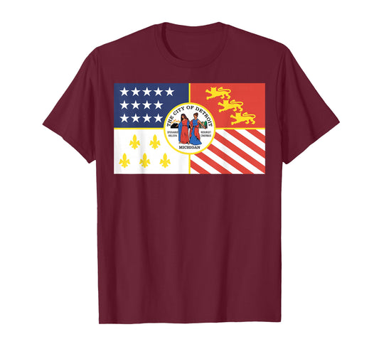 Flag of Detroit Michigan T-shirt Tee Tees T Shirt Tshirt T-Shirt