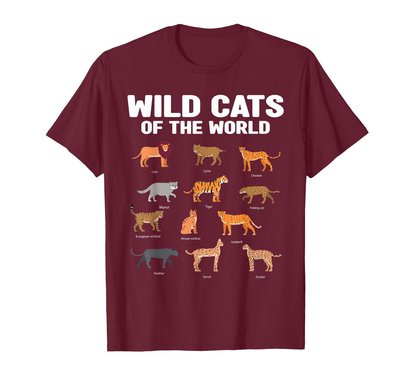 wild cats of the world lion tiger T-Shirt