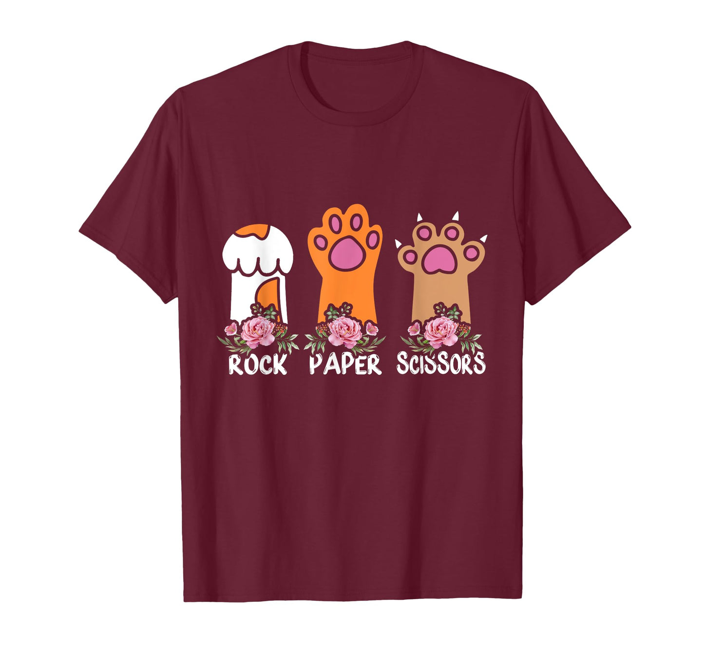 Rock Paper Scissors Hand Game Meme Animal Paw Flower Cat Men Women Kids T-Shirt
