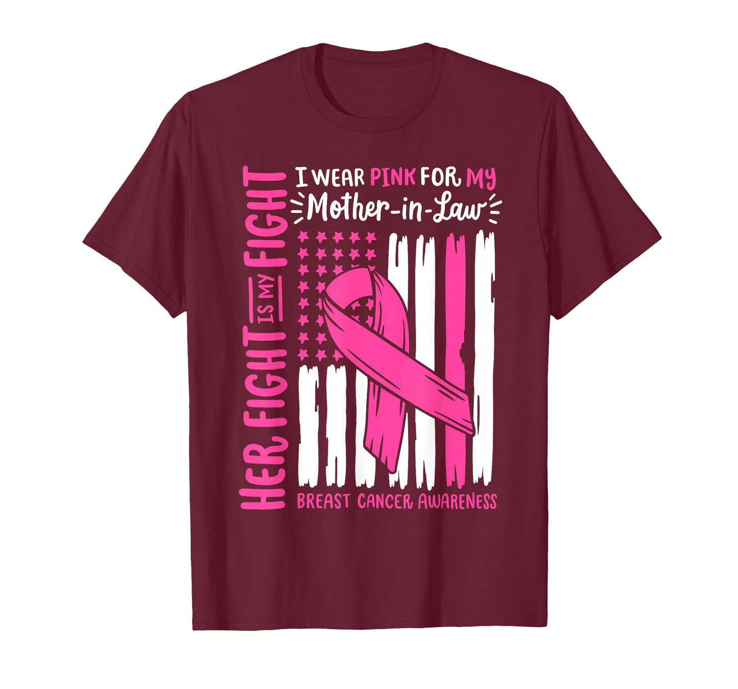 Breast Cancer American Flag Wear Pink For My Mother In Law T-Shirt
