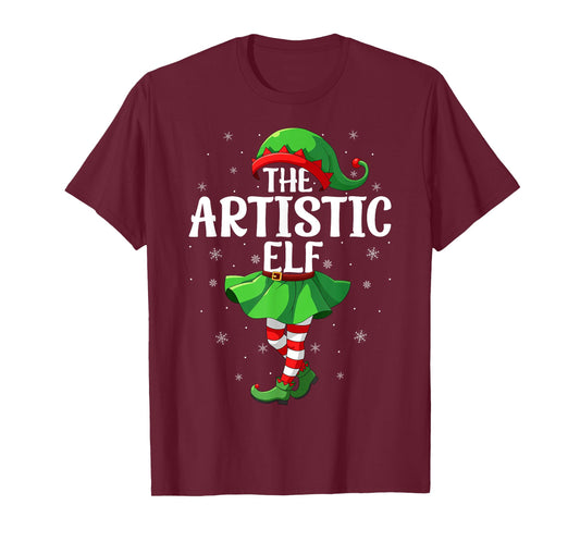 Artistic Elf Christmas Girls Women Elf Squad Xmas Family T-Shirt