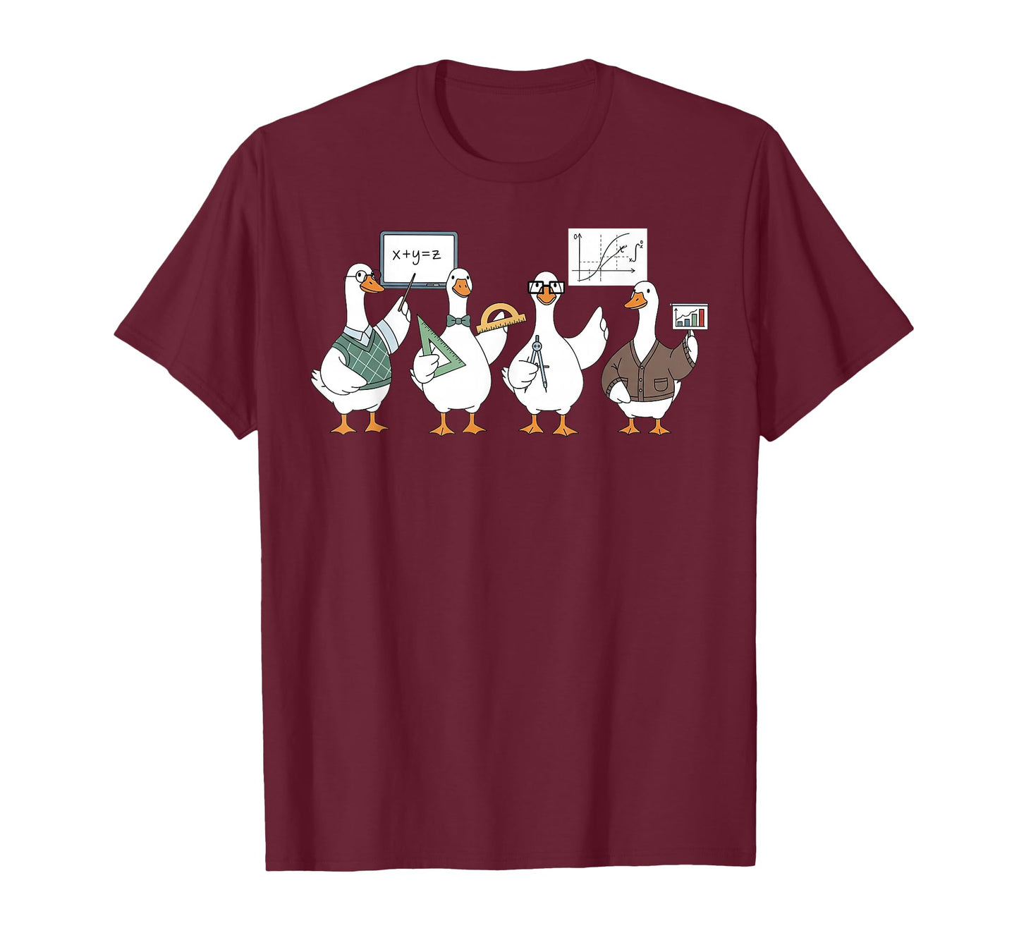 Cute Silly Goose Math Teacher Mathematics Student Educator T-Shirt