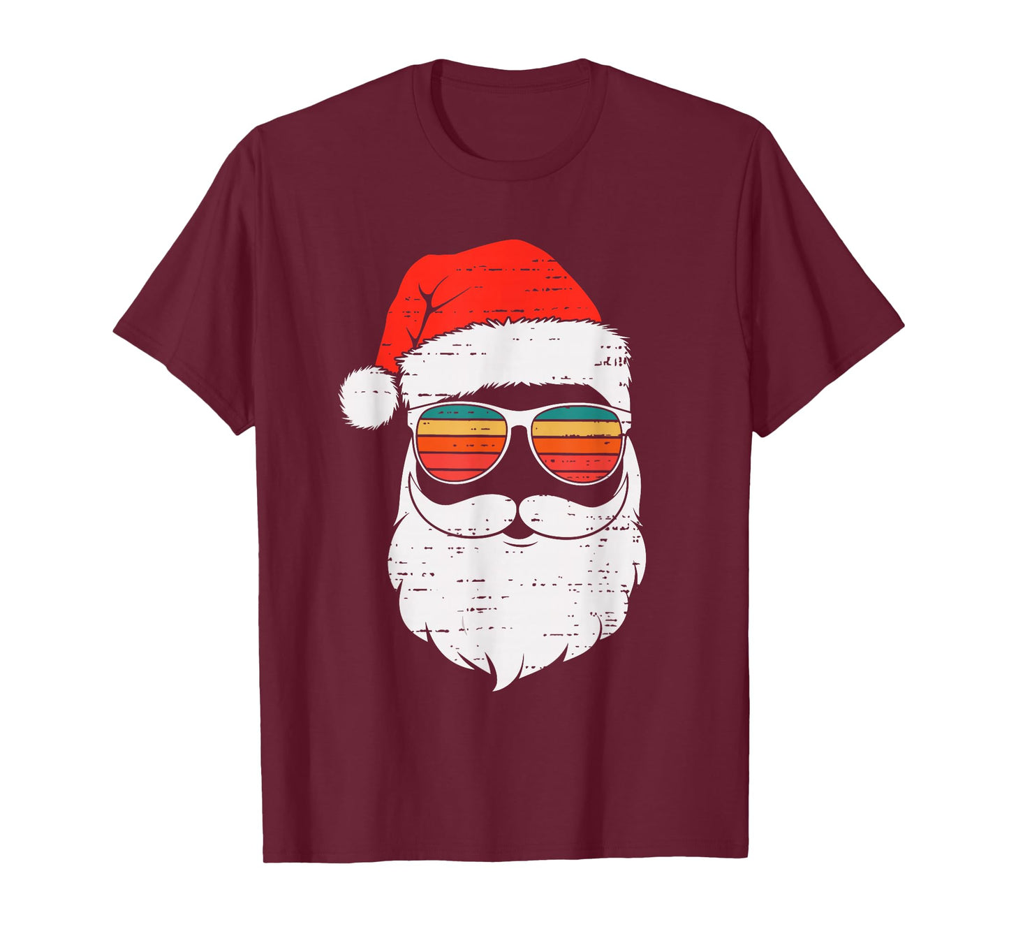 Retro Santa Face Sunglassed Christmas in July Summer Xmas T-Shirt