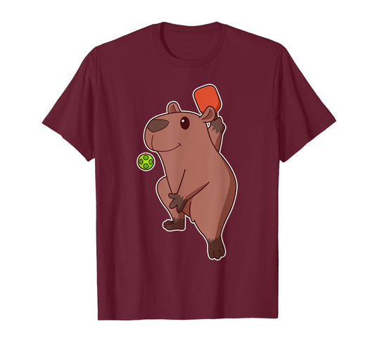 Cute Kawaii Capybara playing pickleball T-Shirt